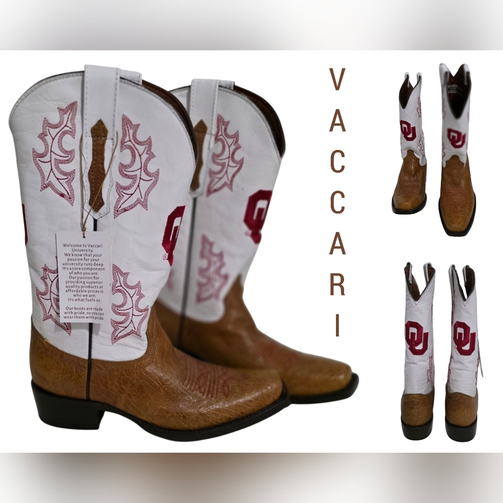Vaccari University Of Oklahoma OU Sooners Women's Boots Size 9.5 NWT